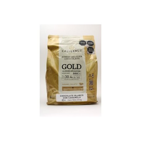 Callebaut Chocolate de Leche con Caramelo Gold Callets Bolsa 2.5 Kg.